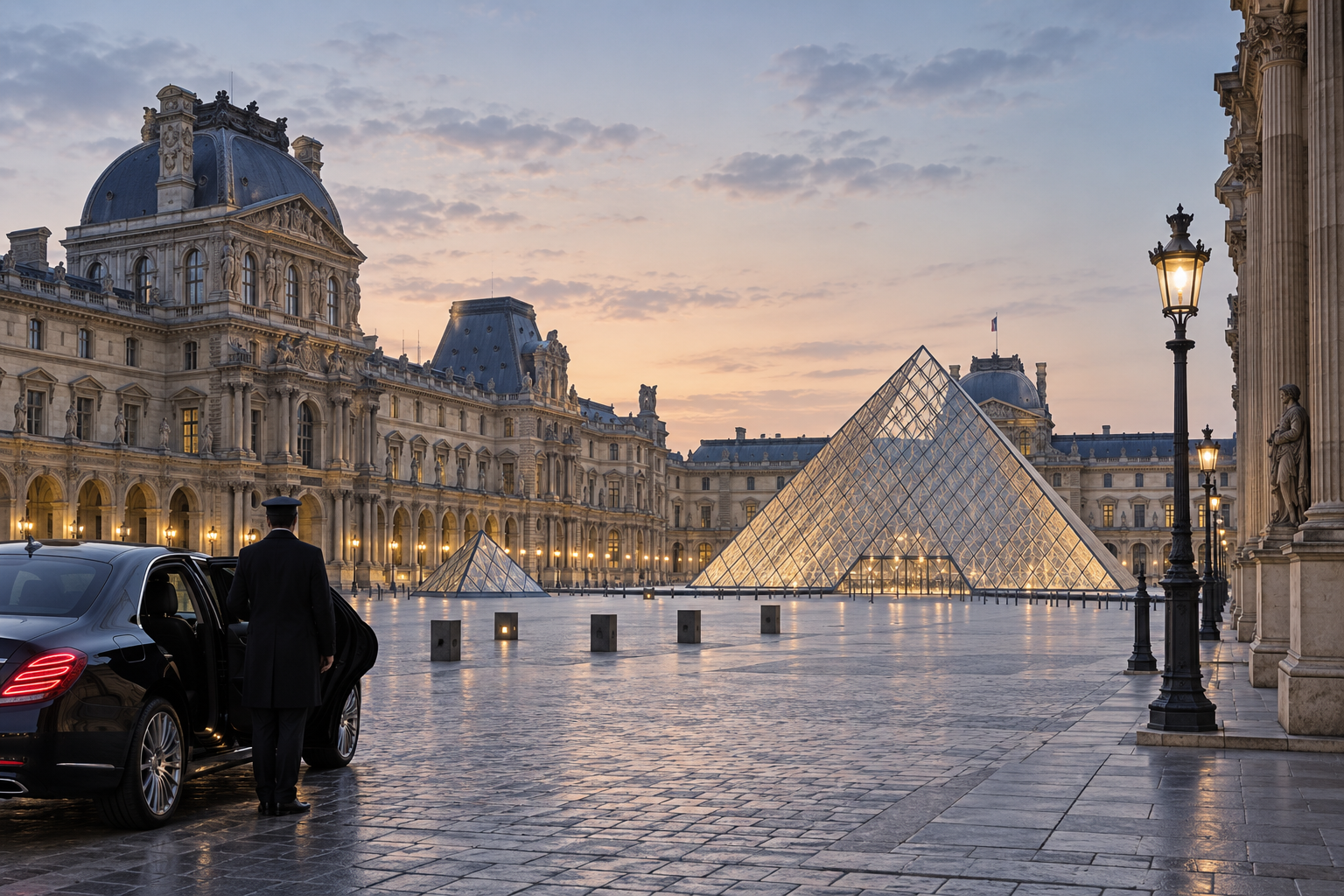 Paris chauffeur sightseeing at the Louvre